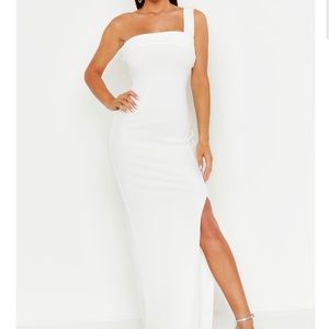 White One shoulder gown